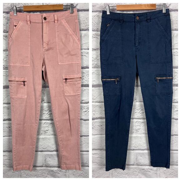 Lot (2) SOFT SURROUNDINGS Women's 6 Blue Pink Zippered Cargo Minimalist Pants - Picture 12 of 12